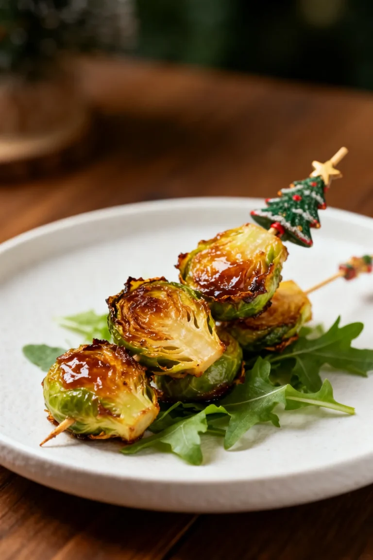 Caramelized Brussels Sprouts Christmas Skewers