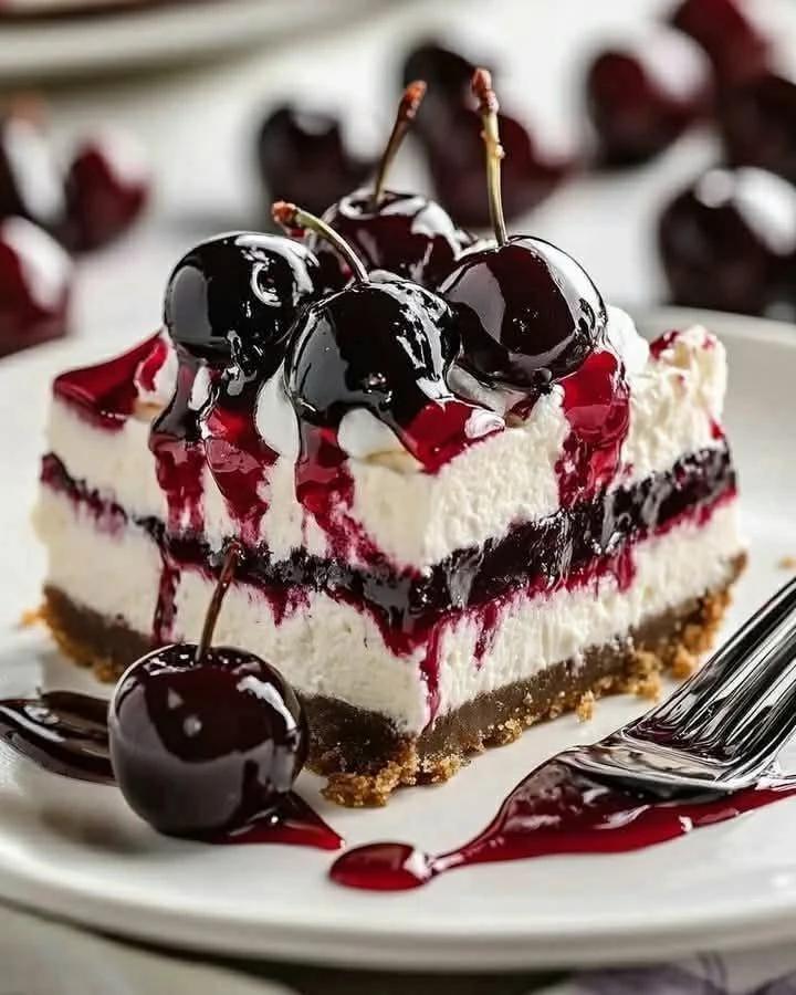 Cherry Chocolate Ice Cream Cake finished