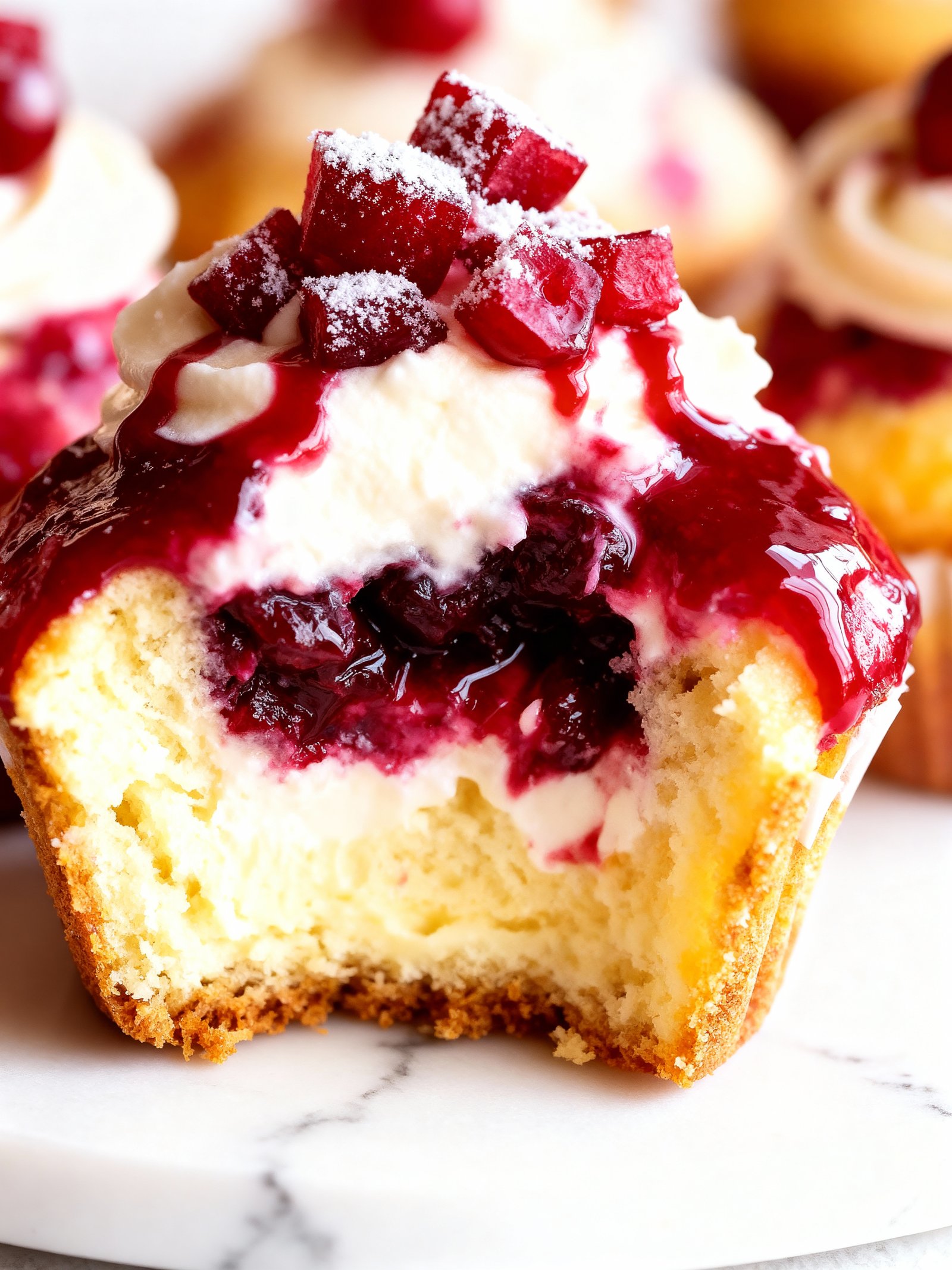 Christmas Cranberry Cheesecake Cupcakes finished