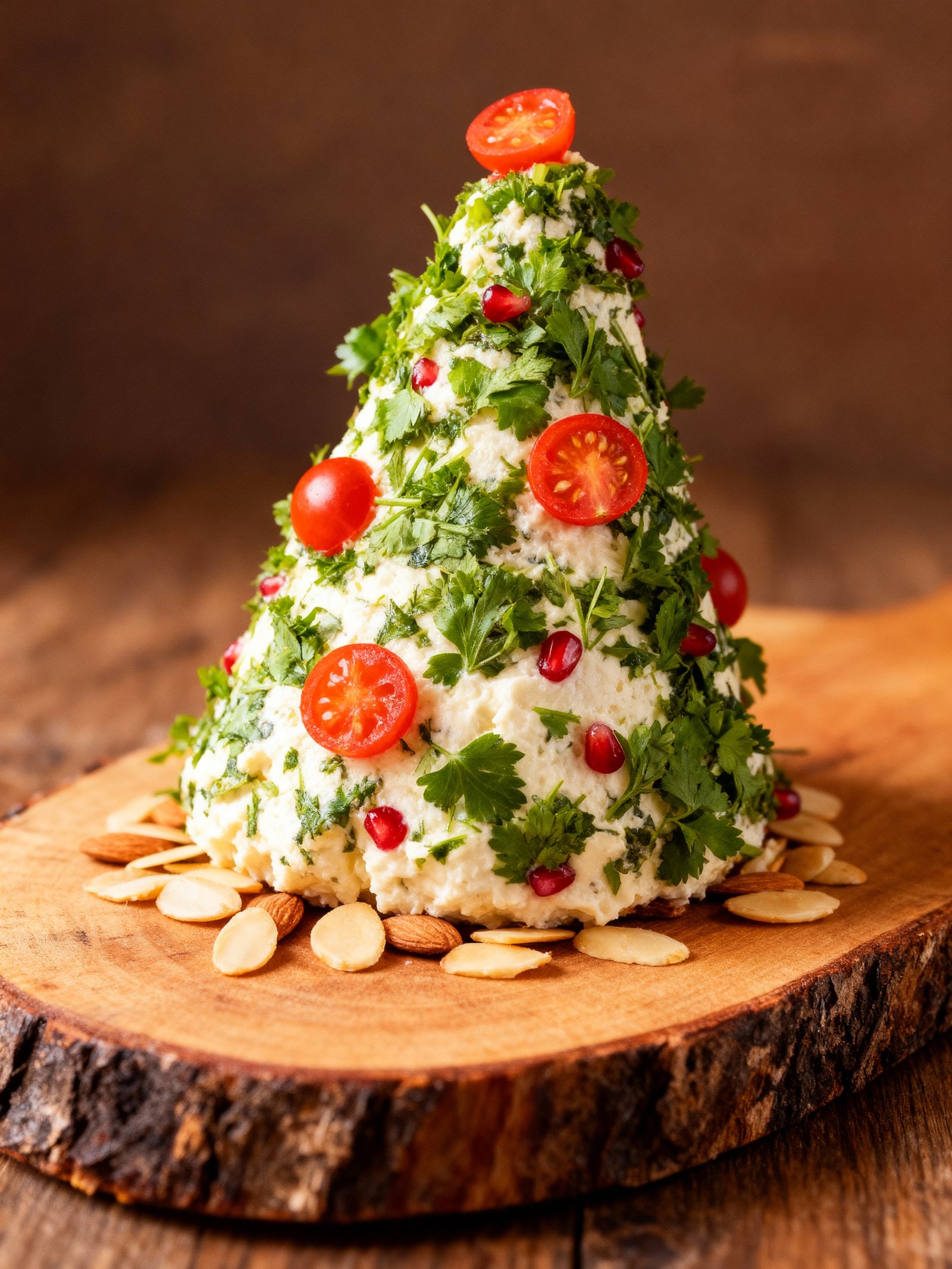 Christmas Tree Cheese Ball finished