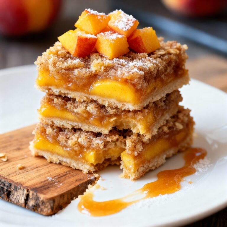 Cinnamon Peach Crumble Bars Recipe