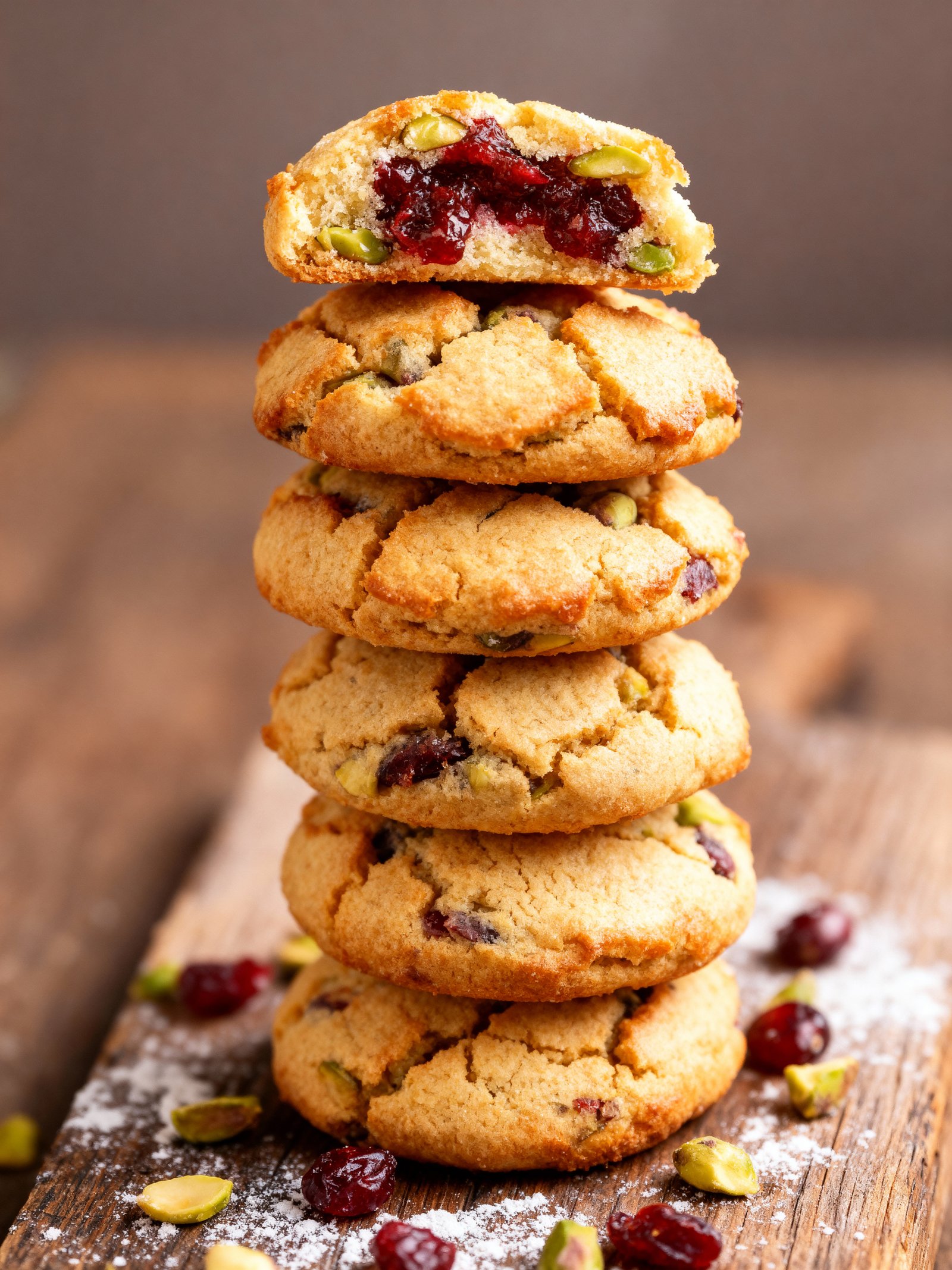 Cranberry Pistachio Snowball Cookies finished