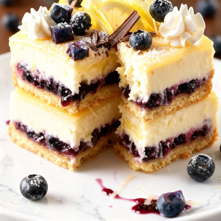 Creamy Lemon Blueberry Cheesecake Bars Recipe