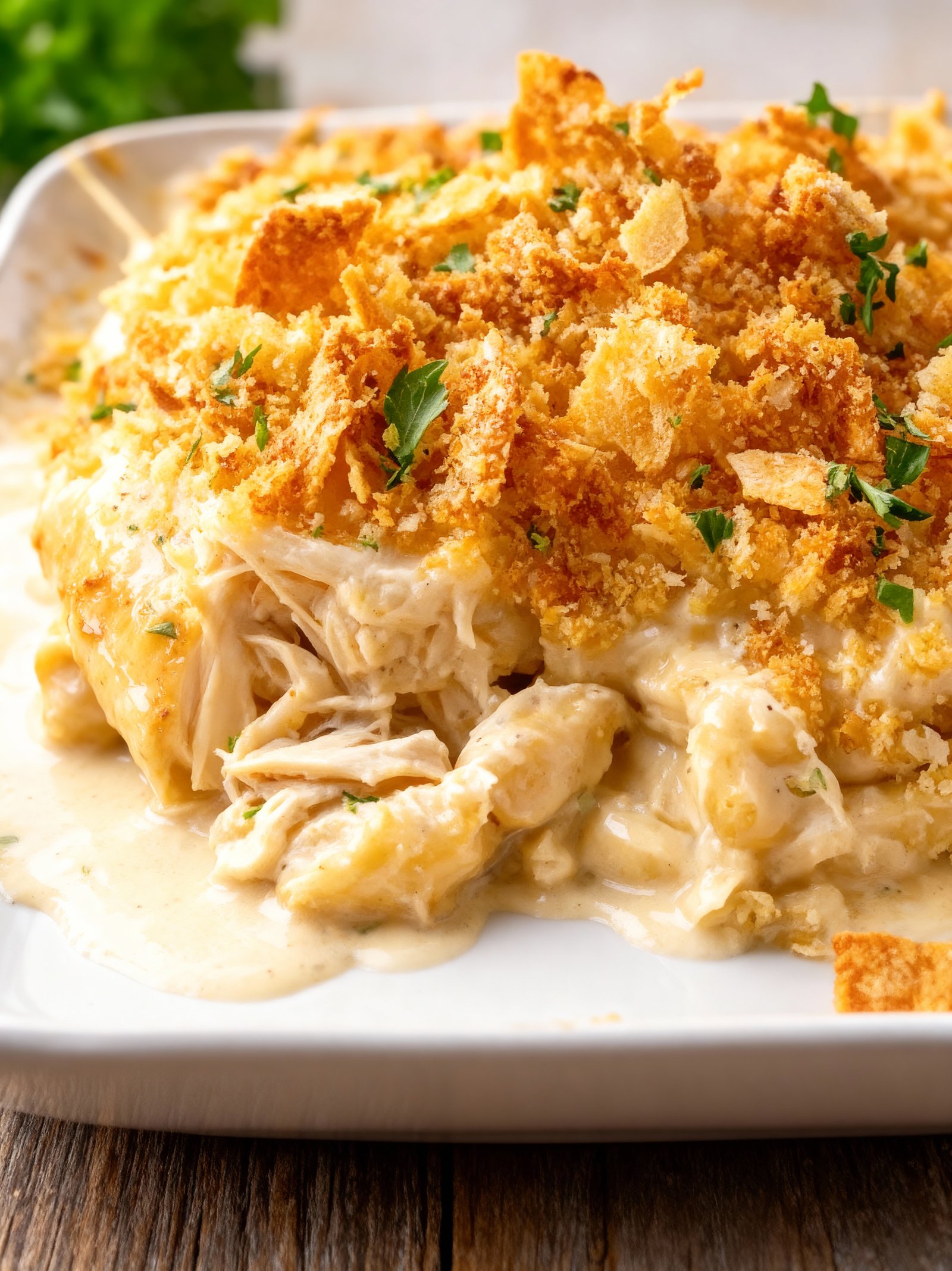 Creamy Ritz Cracker Chicken Casserole finished