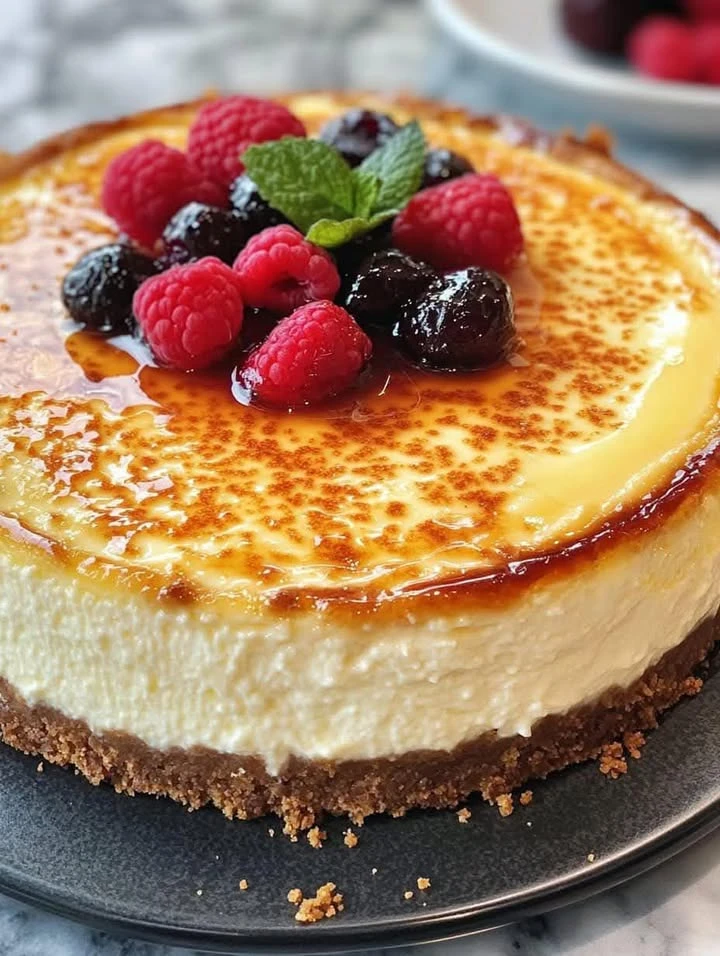 Recipe Title: Crème Brûlée Cheesecake finished
