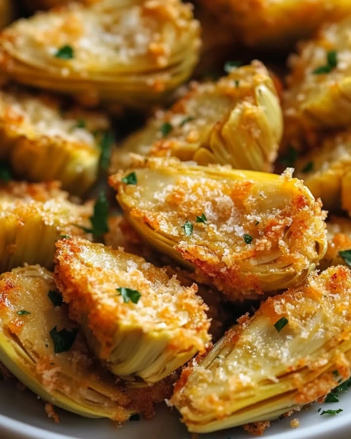 Crispy Parmesan Artichoke Hearts crunchy bite of perfection finished