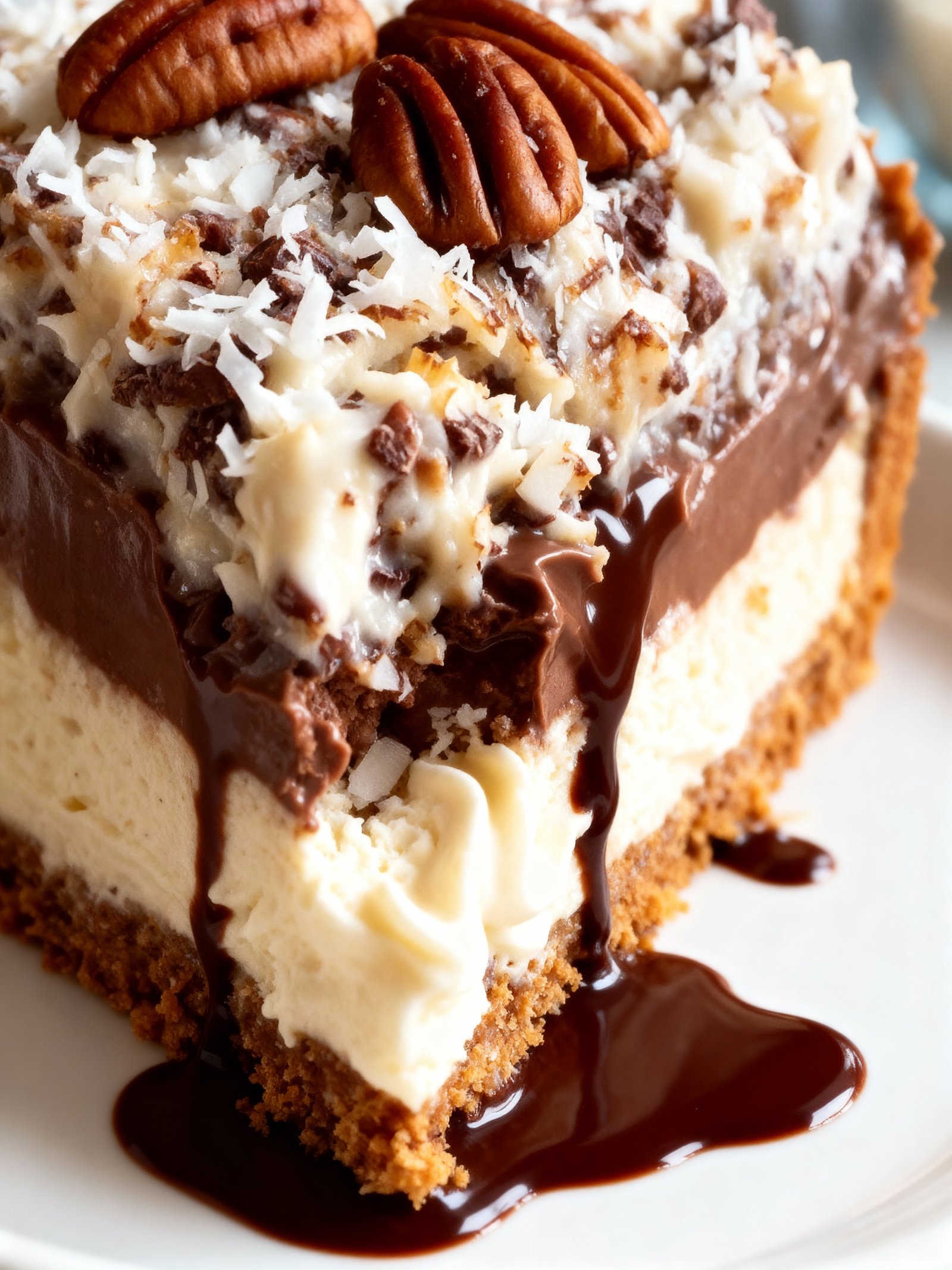 German Chocolate Cheesecake No Bake finished