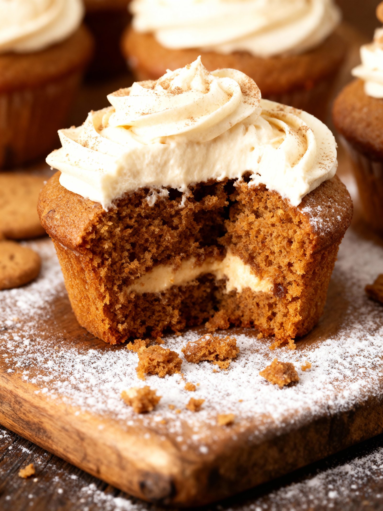 Gingerbread Cupcakes with Cinnamon Frosting finished