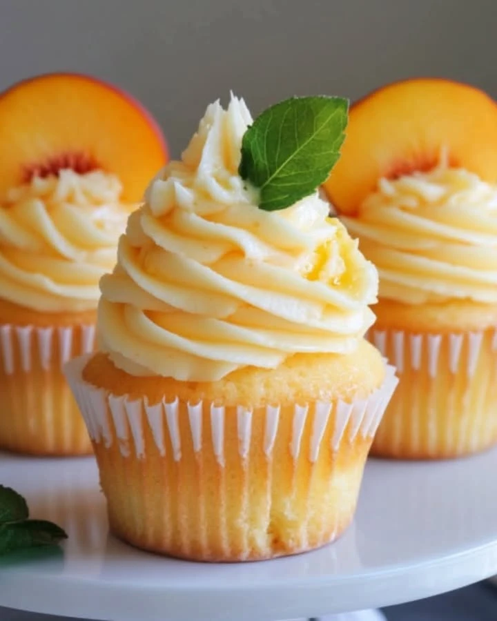 Honey Peach Cream Cheese Cupcakes finished