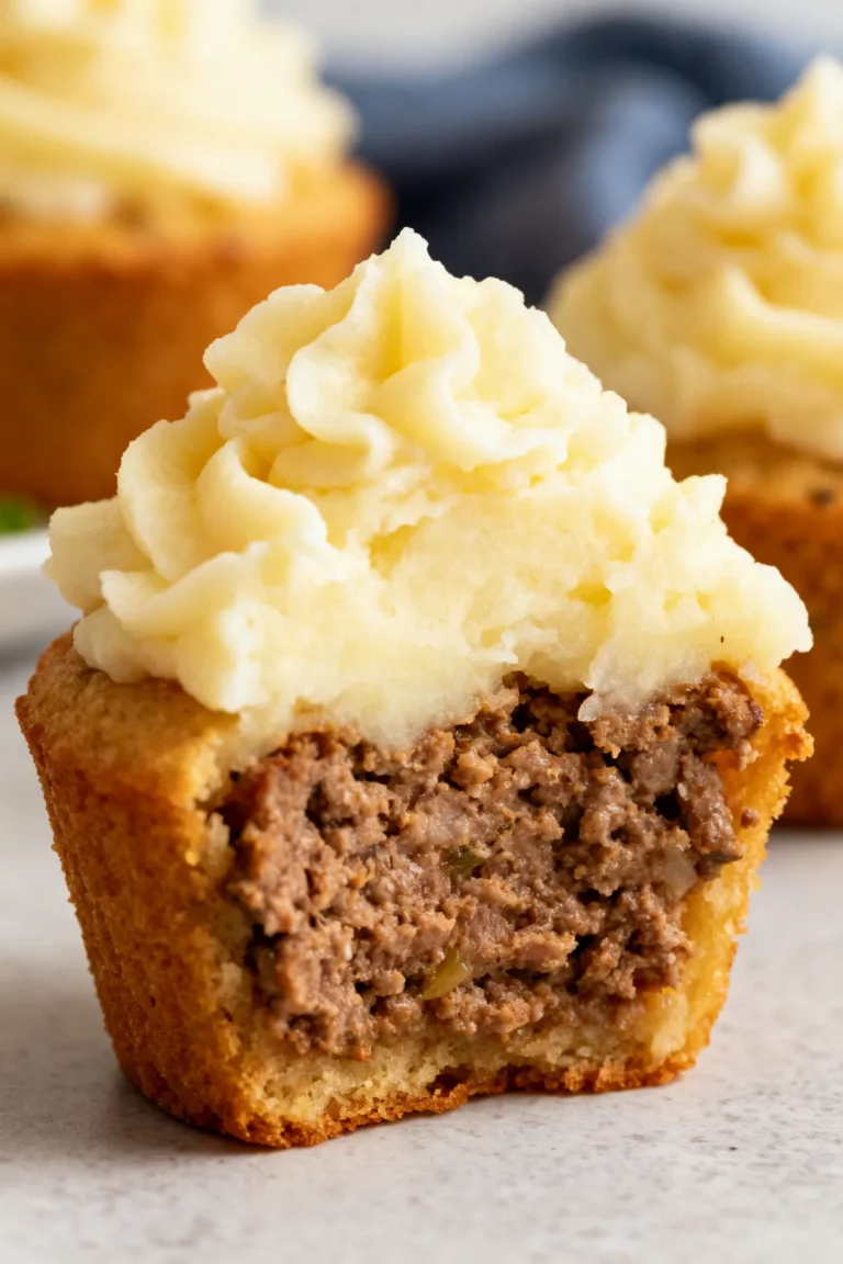 Meatloaf Cupcakes with Whipped Potato Topping