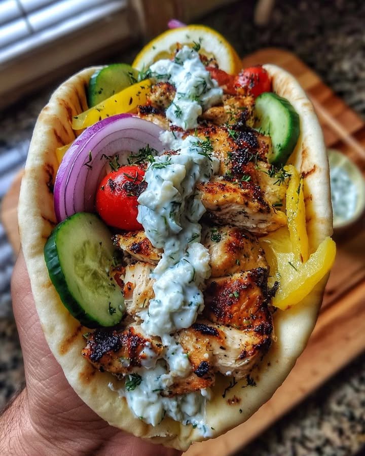 Mediterranean Chicken Gyros with Creamy Feta Tzatziki ingredients