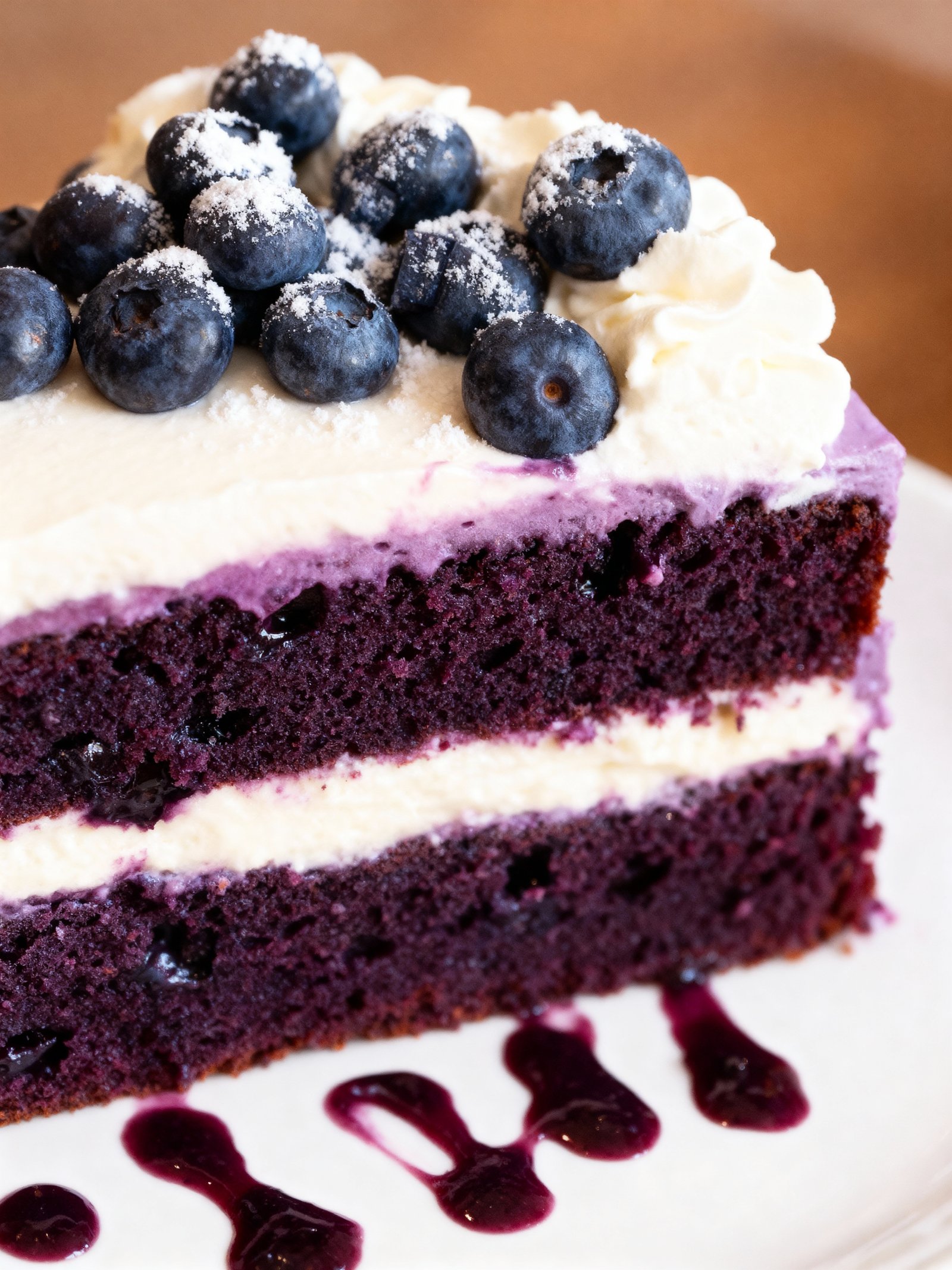 Moist Blueberry Velvet Cake finished