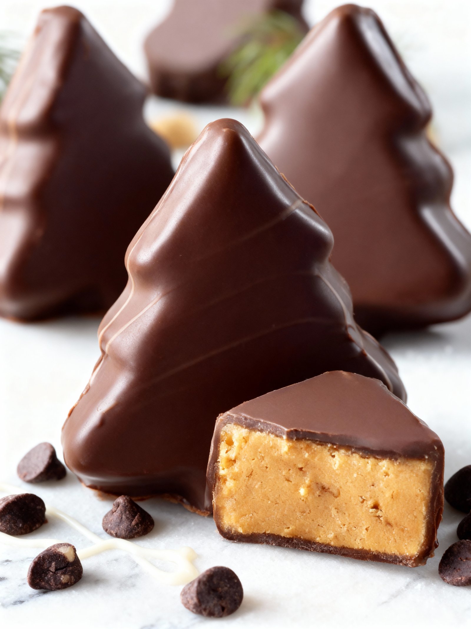 No Bake Chocolate Peanut Butter Christmas Trees finished