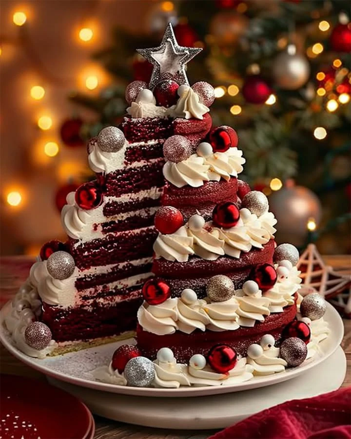 Red Velvet Tree Cake finished