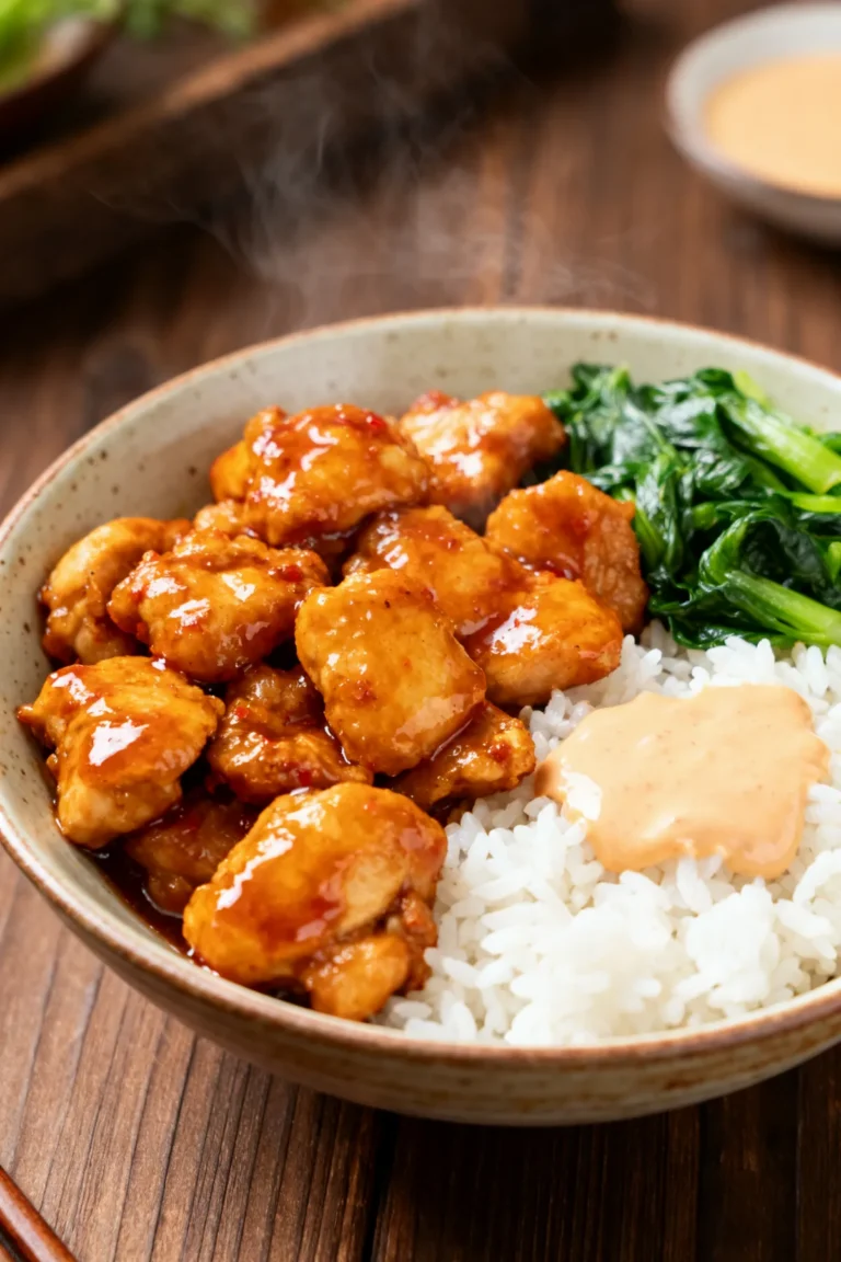 Spicy Honey Ginger Chicken Bowls with Yum Yum Sauce
