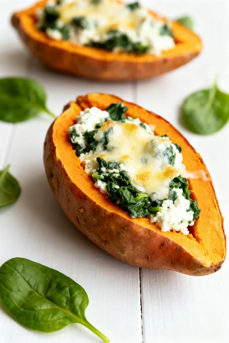 Spinach & Ricotta Stuffed Sweet Potatoes