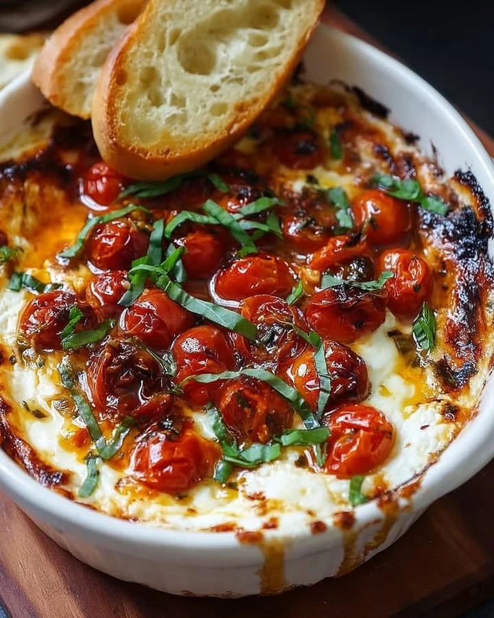 Three-Cheese Tomato Bruschetta Dip finished