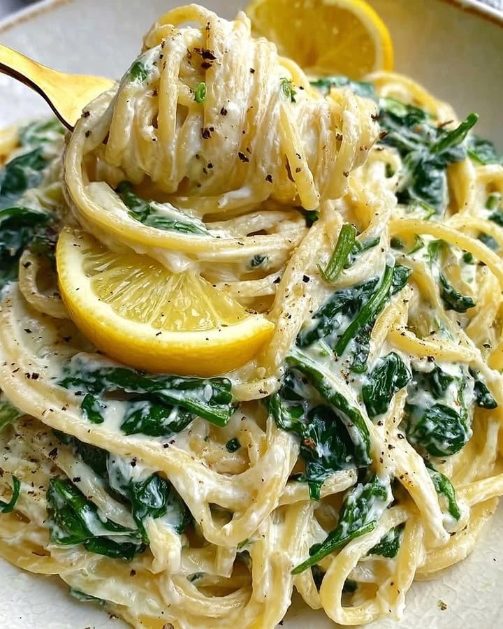 Recipe Title: Zesty Lemon Ricotta and Spinach Pasta finished