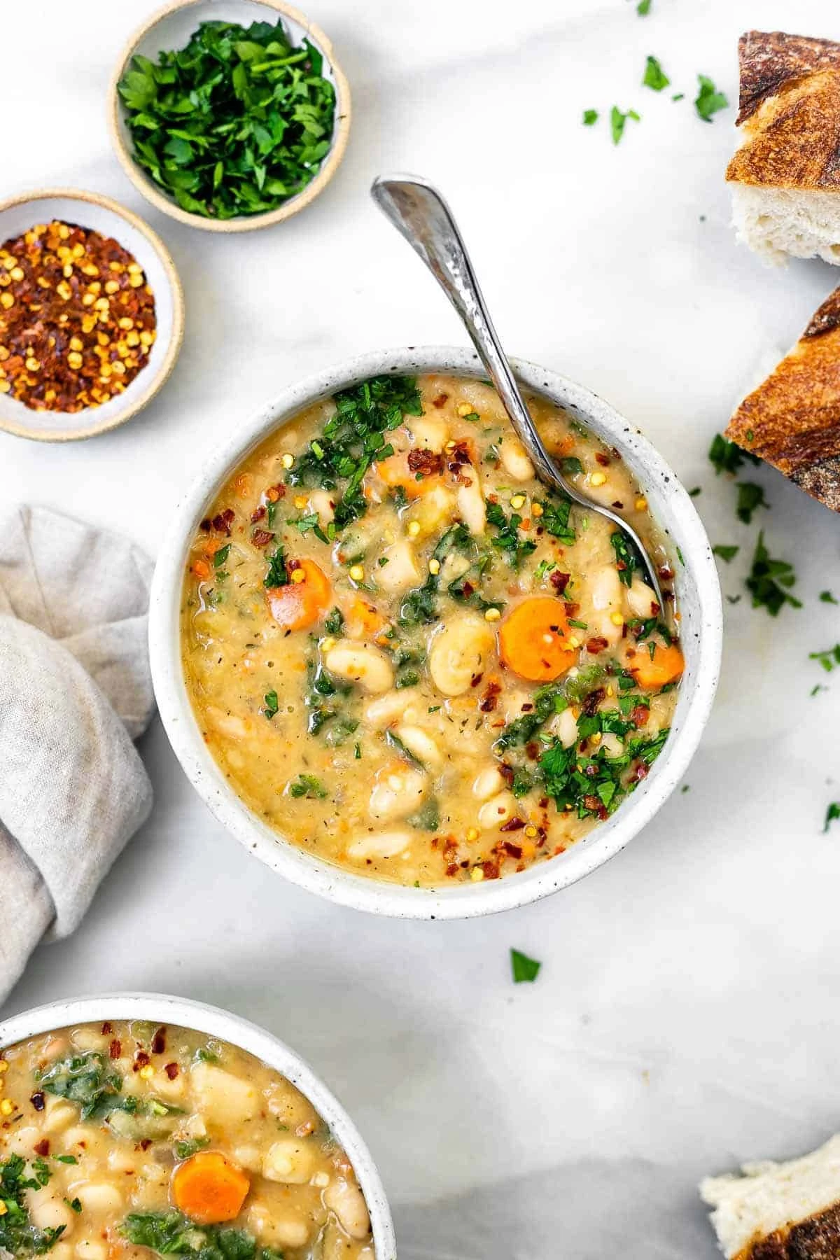 Best Tuscan White Bean Soup - Eat With Clarity finished