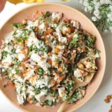 Recipe Title: Chicken Caesar Crispy Rice Salad finished