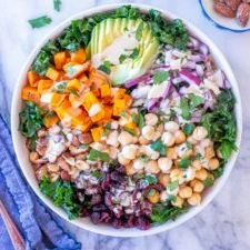 Chopped Kale Power Salad with Lemon Tahini Dressing plus Recipe Video finished