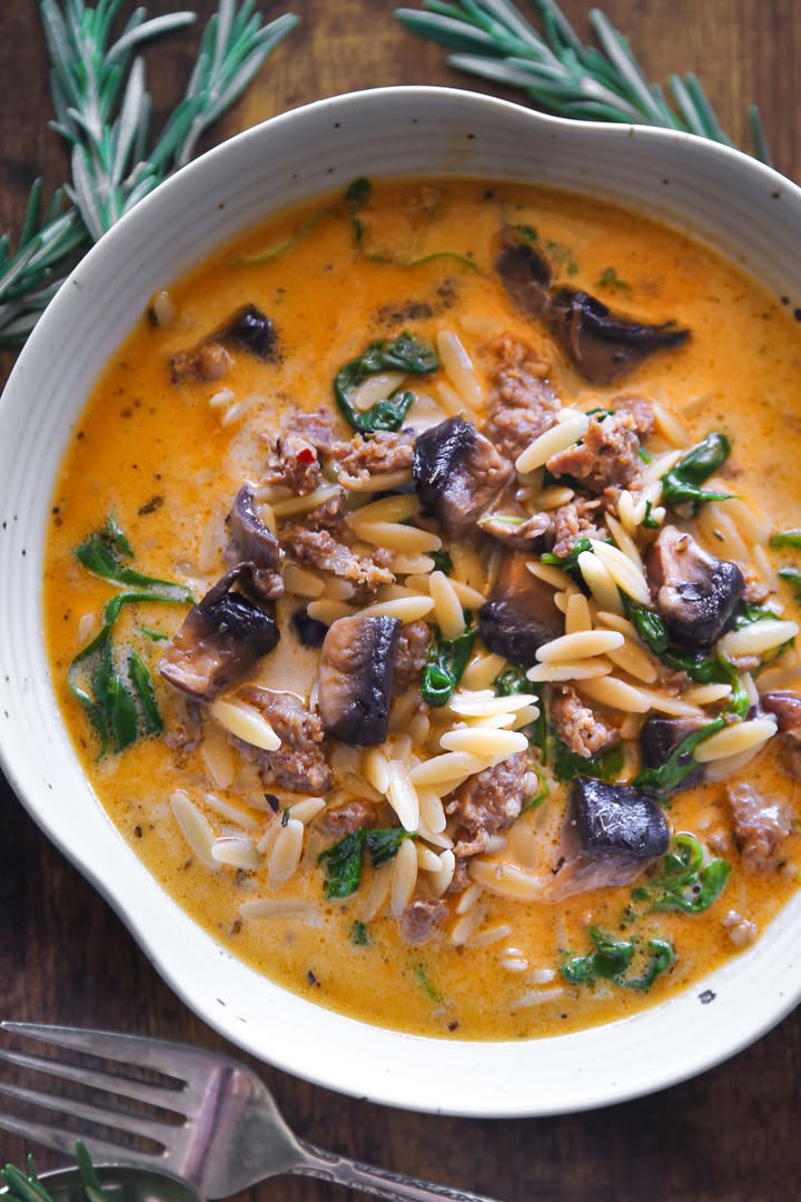 Creamy Italian Sausage Orzo Soup Recipe