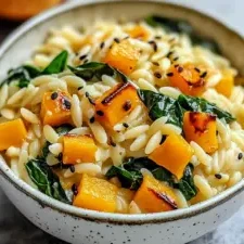 Creamy Orzo with Roasted Butternut Squash and Spinach finished