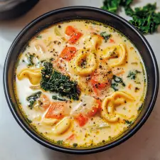 Creamy Vegetarian Tortellini Soup with Kale Recipe