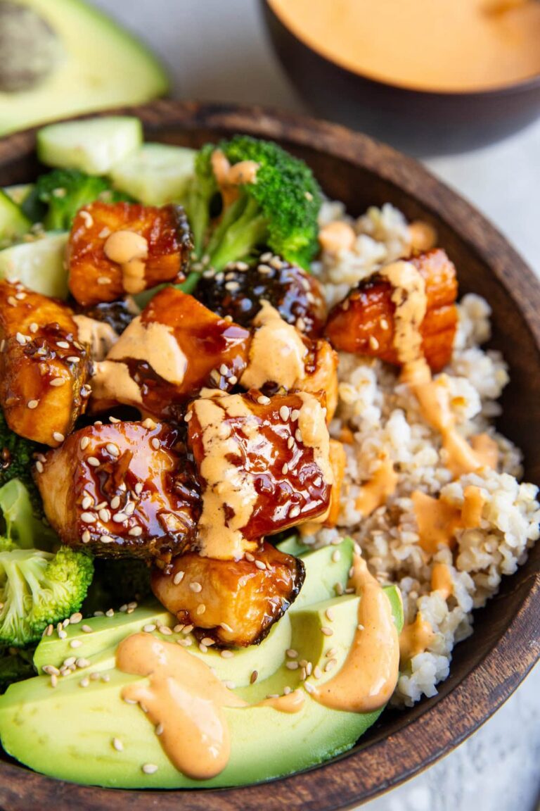 Crispy Bang Bang Salmon Bites Bowls Recipe