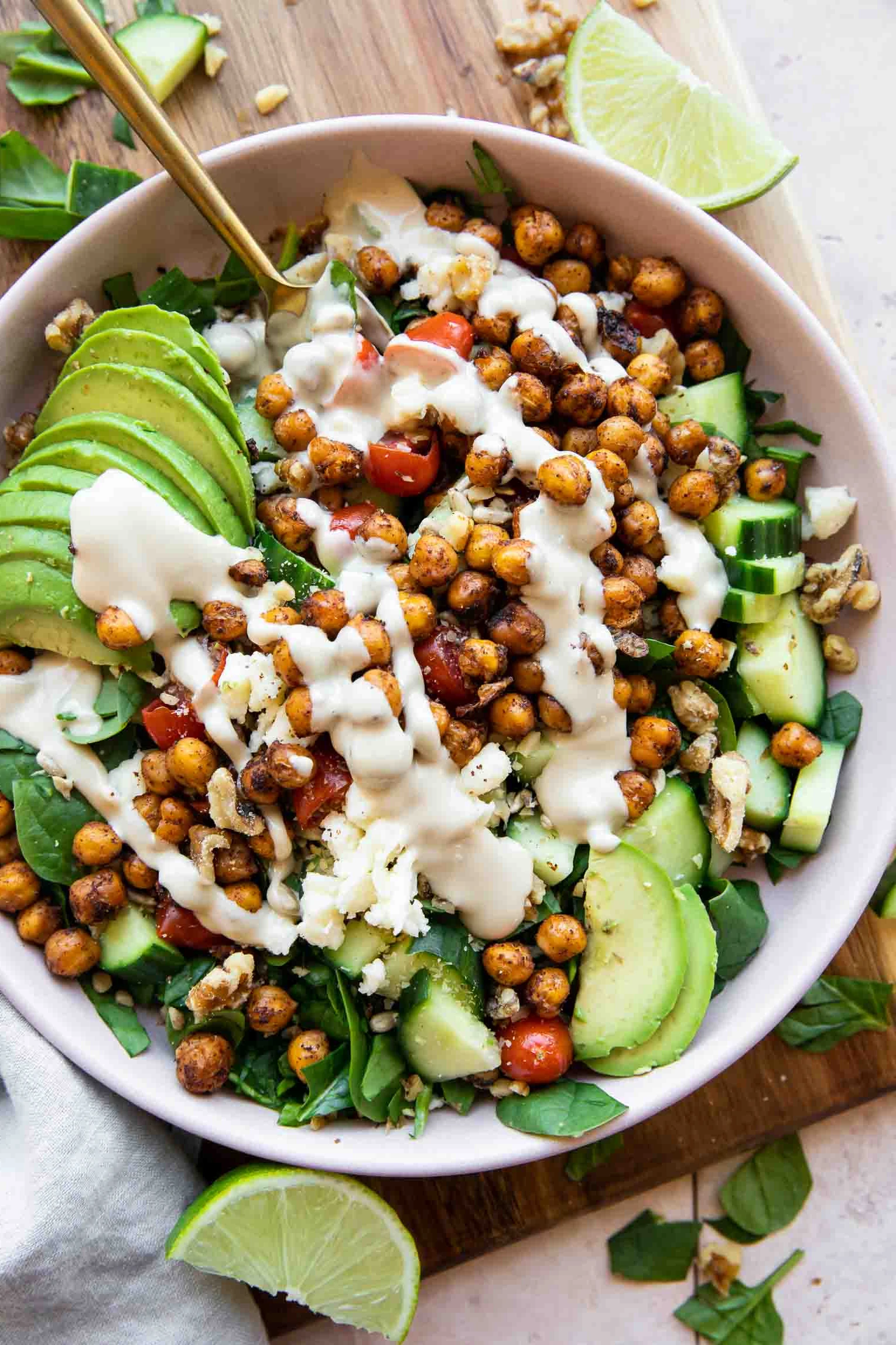 Crispy Chili Lime Chickpea Salad finished