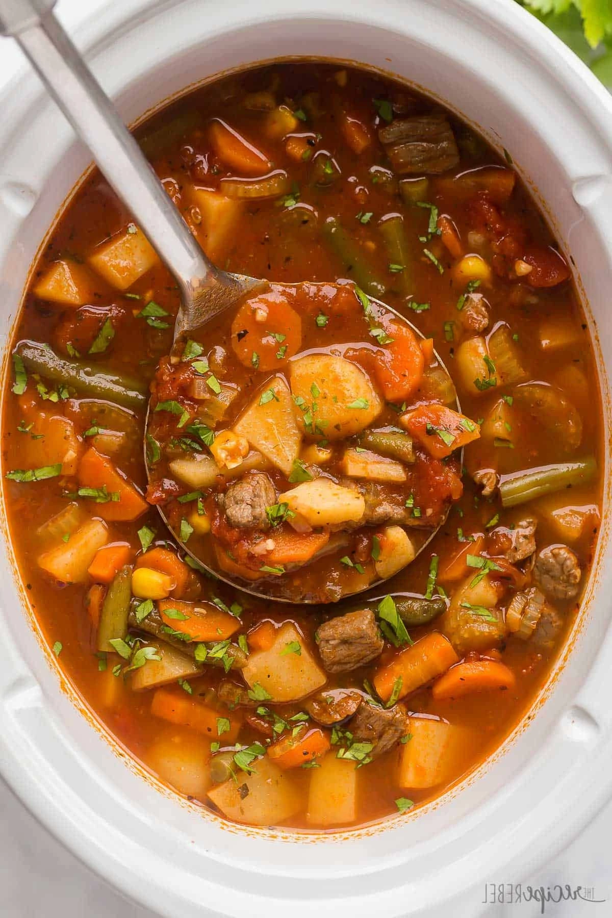 Crockpot Vegetable Beef Soup finished