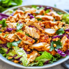 Recipe Title: Crunchy Thai Chicken Salad with Creamy Peanut Dressing finished