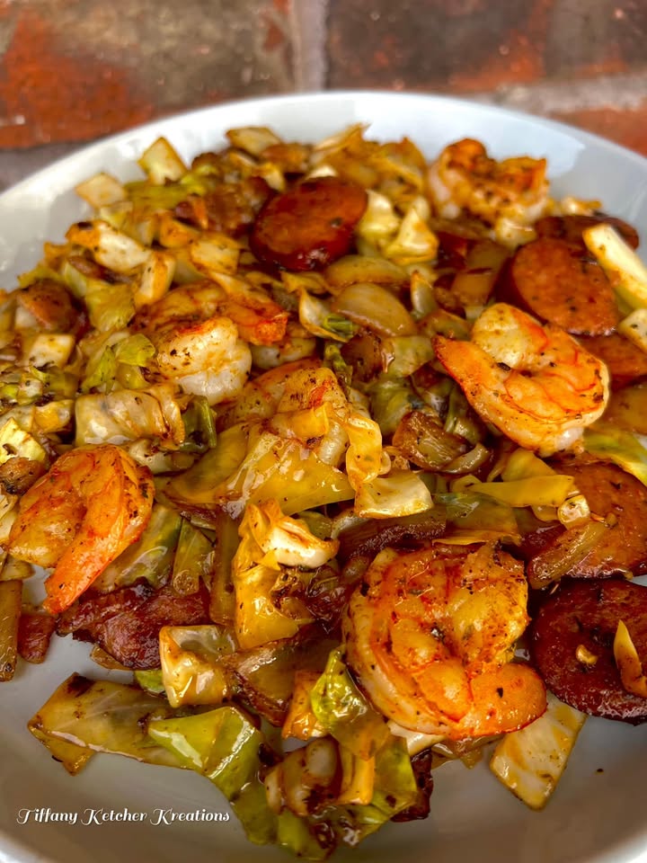 Southern Fried Cabbage With Shrimp Sausage & Bacon Recipe