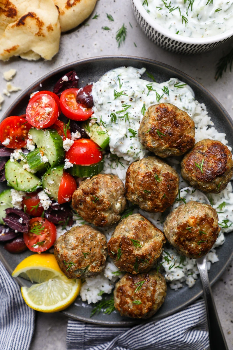 Greek Turkey Meatballs with Tzatziki Sauce finished