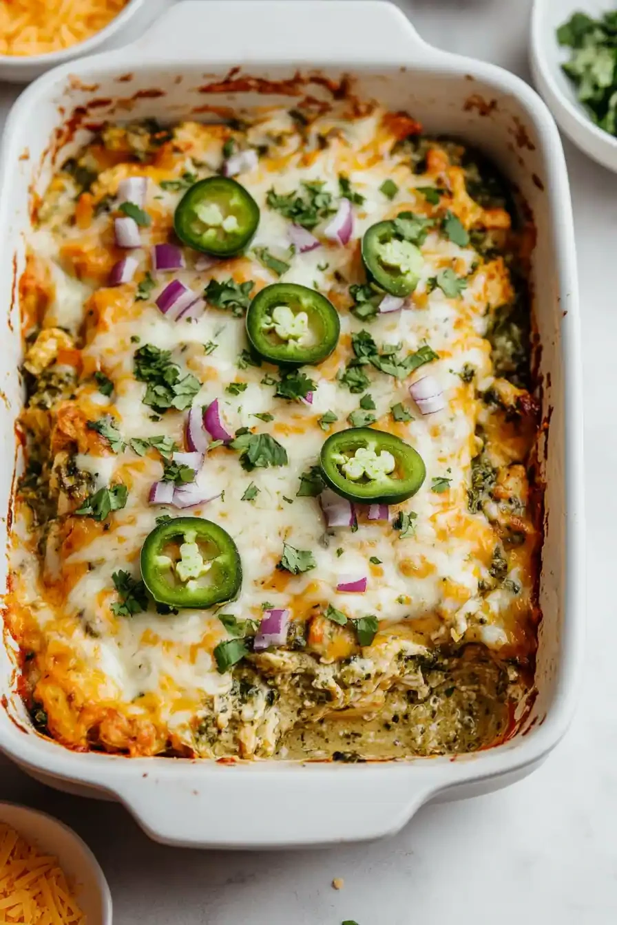 Healthy Salsa Verde Chicken Casserole finished