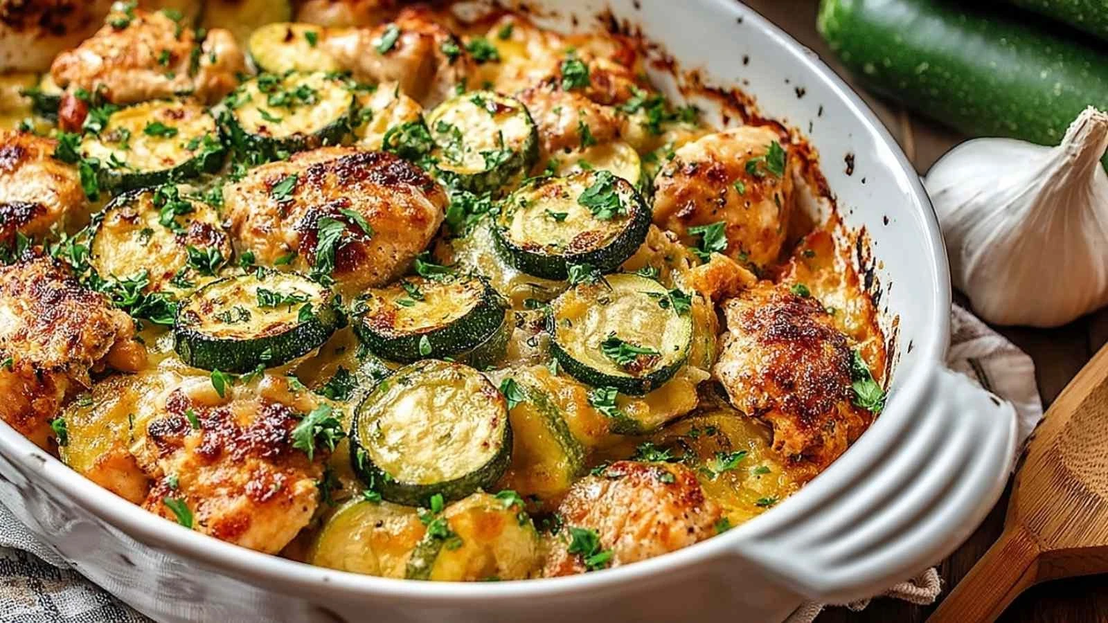 High Protein Easy Chicken Zucchini Bake Recipe 30g Plus Protein finished