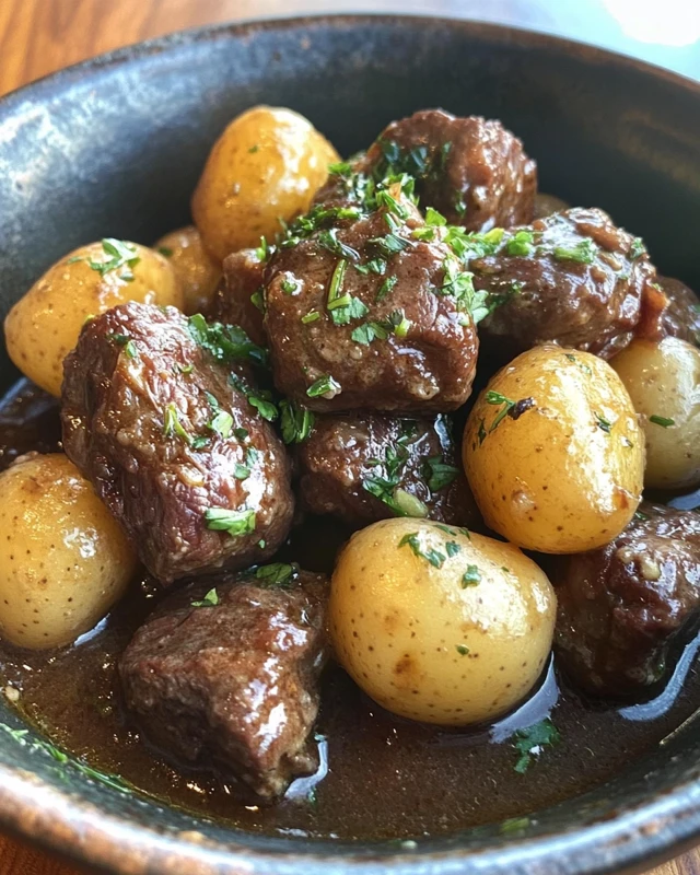 Garlic Butter Beef Bites with Potatoes Recipe