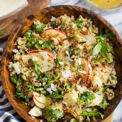 Honey Mustard Quinoa Apple Salad with Crispy Shallots Recipe
