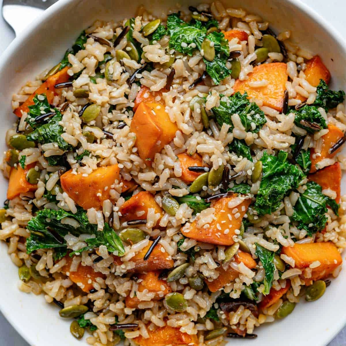 Kale & Sweet Potato Wild Rice Bowl finished