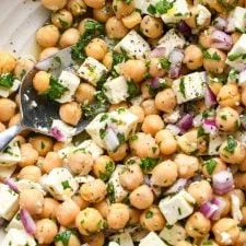 Recipe Title: Lemony Chickpea Feta Salad (Gluten Free + Vegan Option) finished