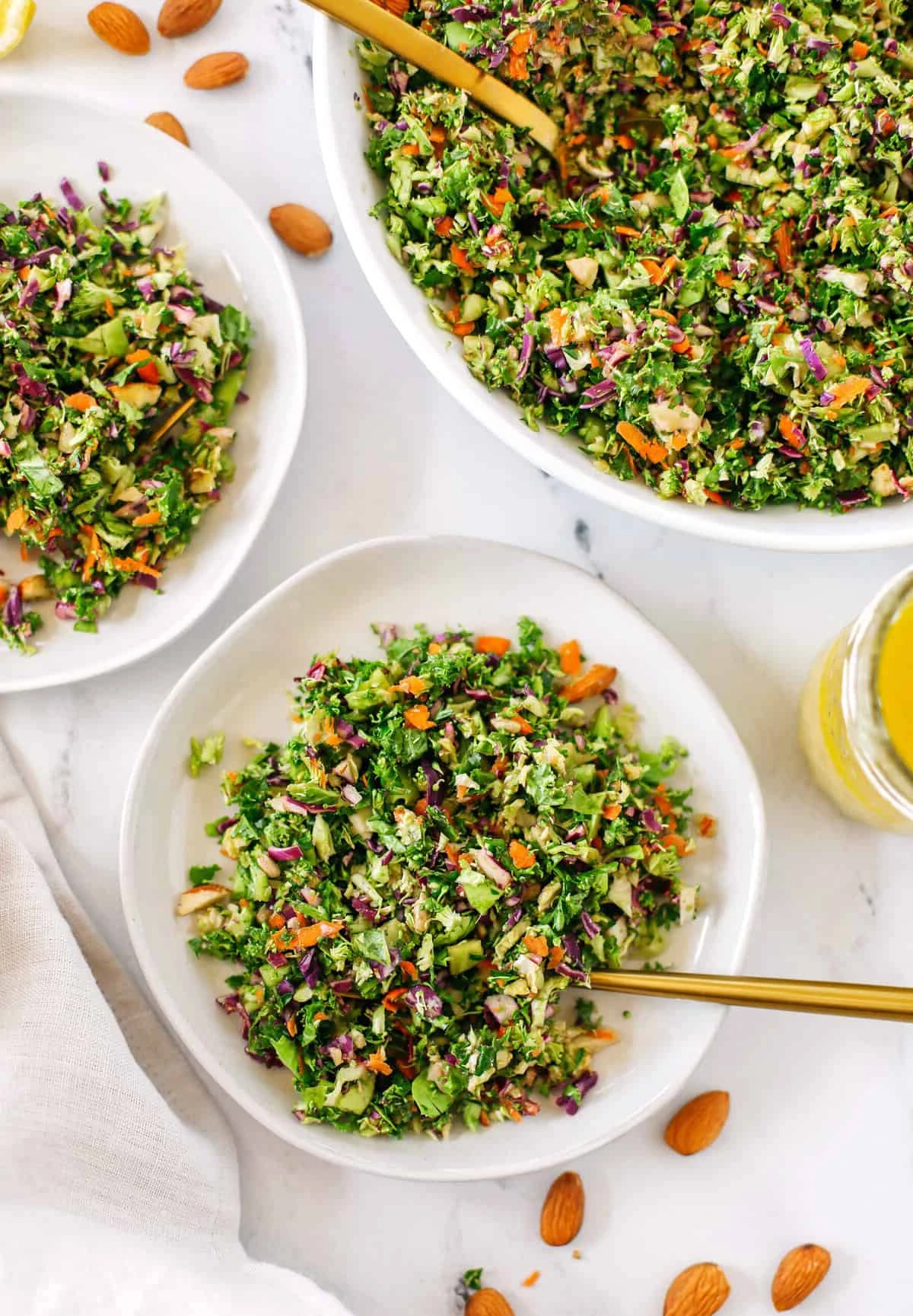 My Favorite Detox Salad A healthy summer salad recipe or My FAVORITE Detox Salad loaded with fresh brussels sprouts broccoli kale and cabbage all drizzled with a lemony ginger dressing finished