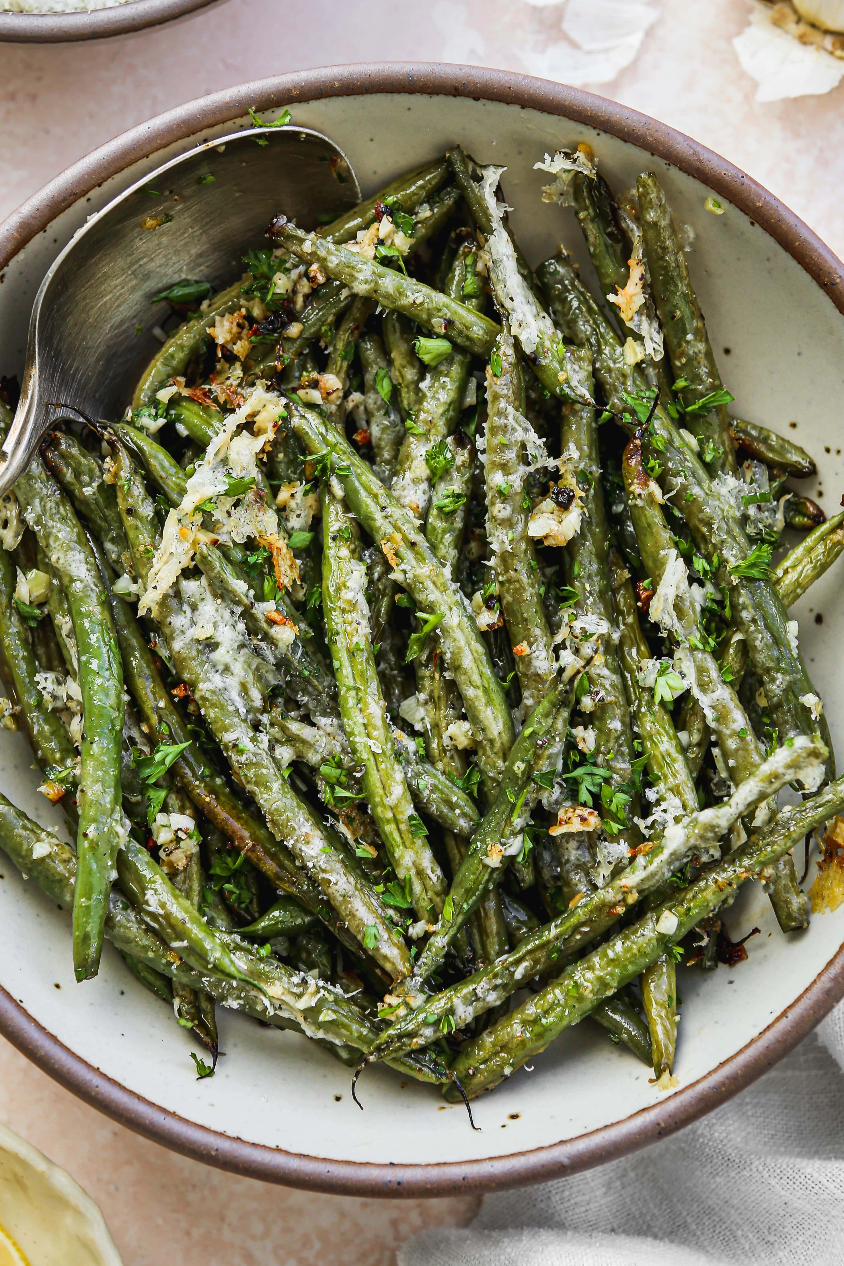 Oven-Roasted Green Beans With Garlic & Parmesan | Walder Wellness finished