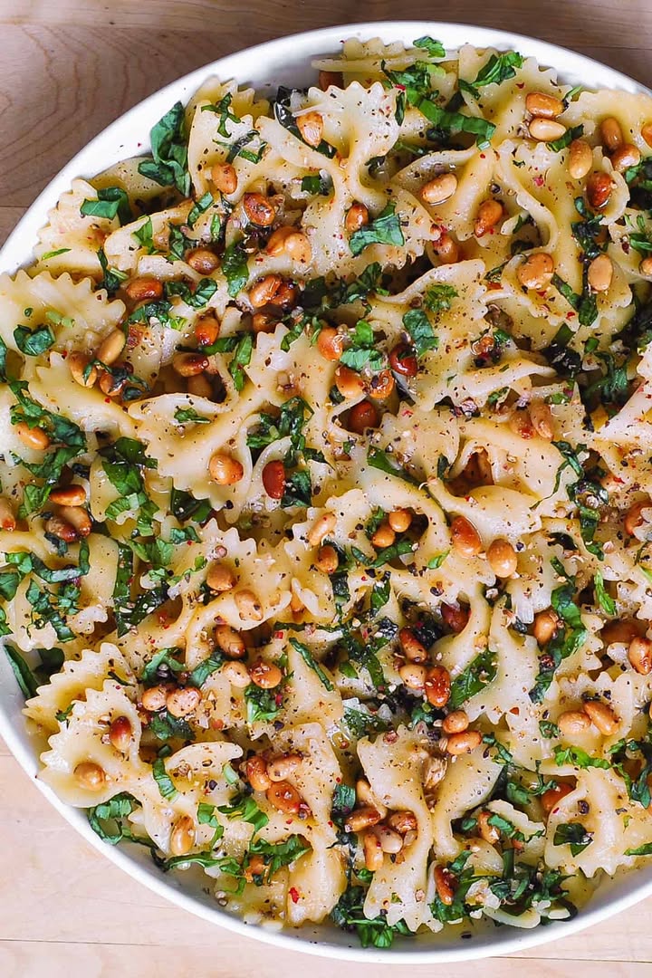 Parmesan Bow-Tie Pasta With Pine Nuts and Lemon Butter