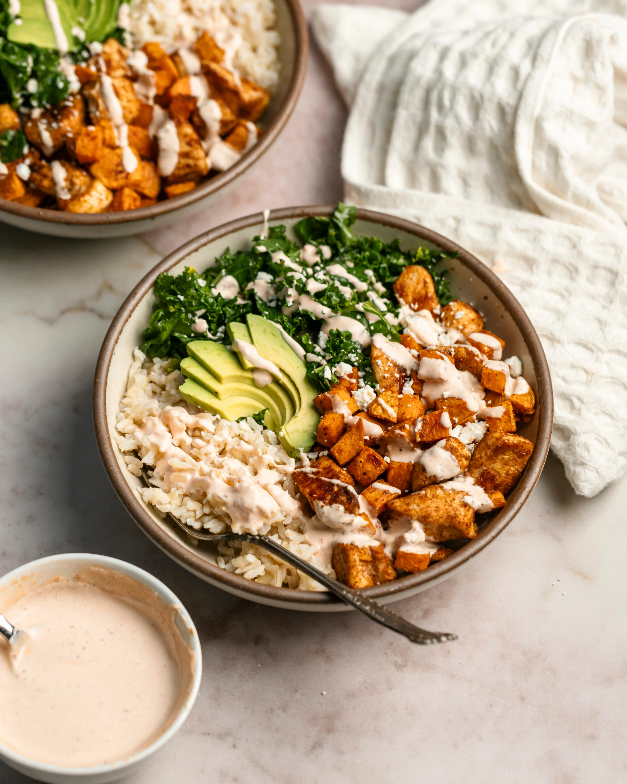 Roasted Chicken and Sweet Potato Bowls for Two finished