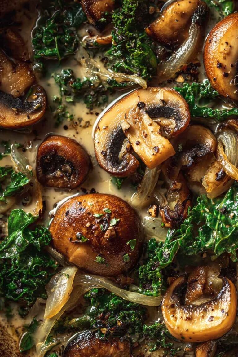 Wild Mushroom, Caramelized Onion and Kale Soup Recipe