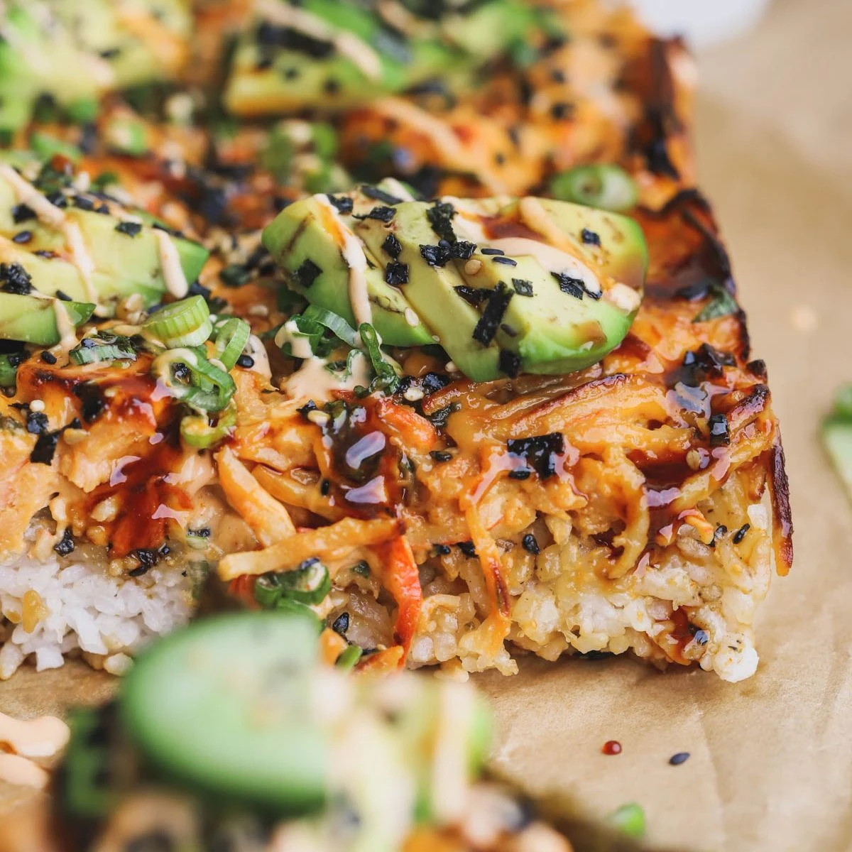 Salmon Sushi Bake - The Epicurean Mouse or Spicy Salmon Sushi Bake finished