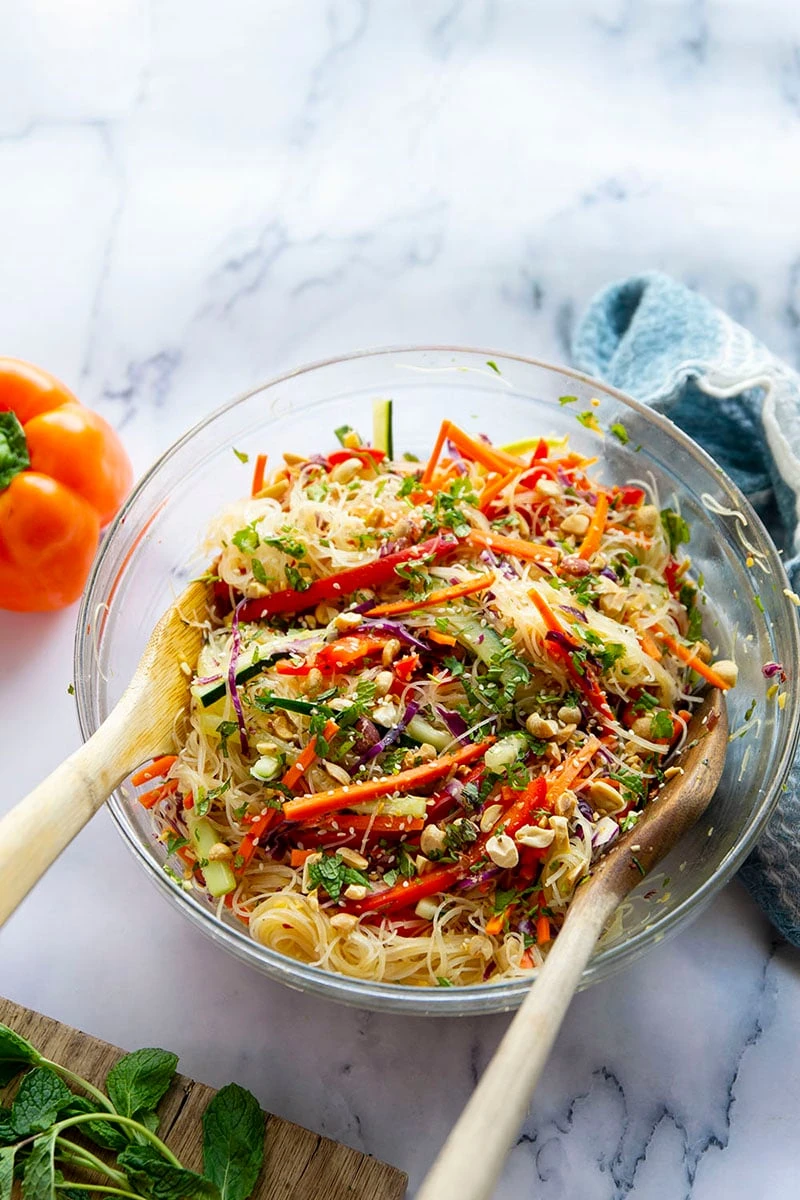 Spring Roll Salad with Spicy Ginger Dressing finished