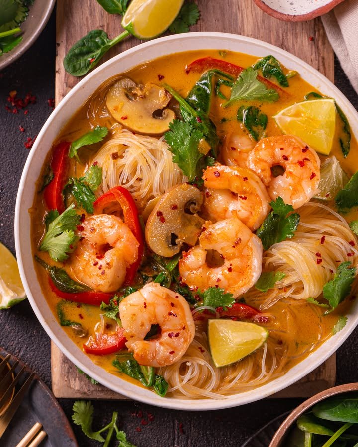 Thai Shrimp Coconut Noodle Soup in 30 Minutes Recipe