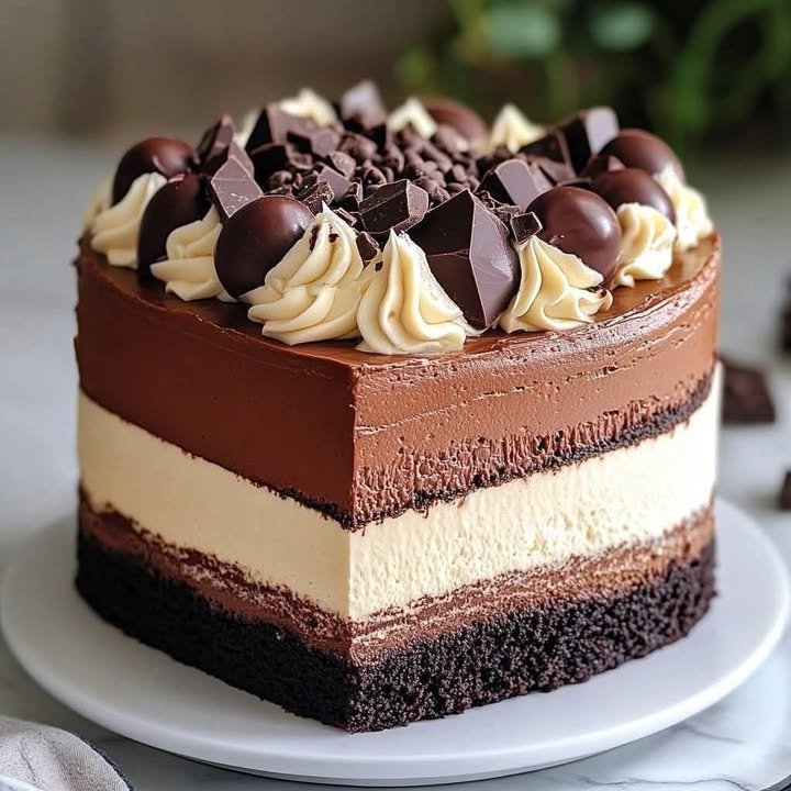 Triple Chocolate Mousse Cake Recipe