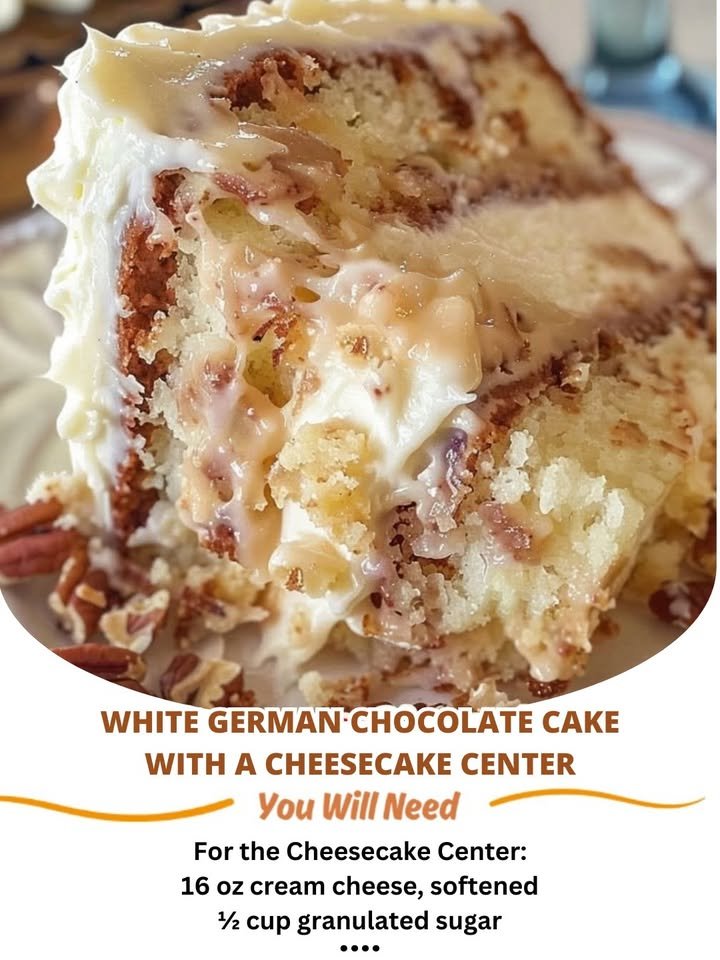 White German Chocolate Cake with Cheesecake Center Recipe